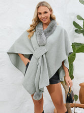 Load image into Gallery viewer, Fuzzy Trim Open Front Poncho