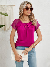 Load image into Gallery viewer, Lace Detail Round Neck Short Sleeve T-Shirt