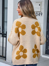 Load image into Gallery viewer, Flower Open Front Long Sleeve Cardigan