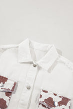 Load image into Gallery viewer, Raw Hem Animal Print Long Sleeve Denim Jacket