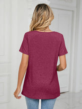 Load image into Gallery viewer, Ruched V-Neck Short Sleeve T-Shirt