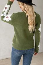Load image into Gallery viewer, Flower Round Neck Long Sleeve Sweater