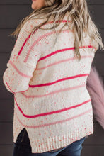 Load image into Gallery viewer, Plus Size Confetti Striped Round Neck Sweater