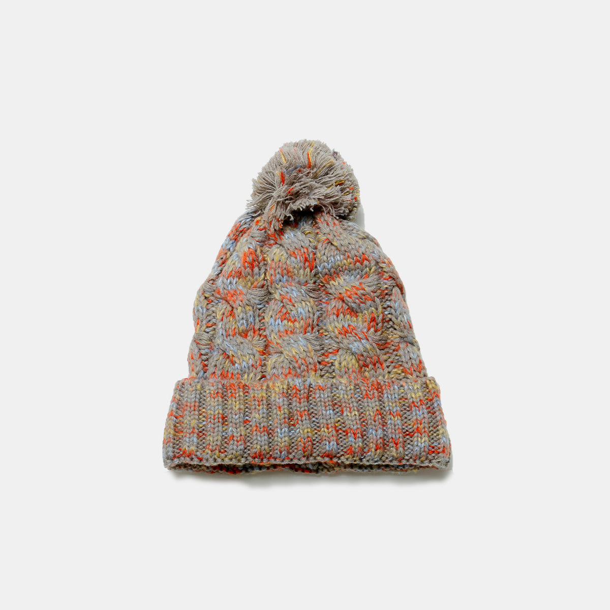 Load image into Gallery viewer, Contrast Cable-Knit Hat with Pompom