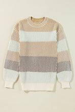 Load image into Gallery viewer, Striped Color Block Round Neck Long Sleeve Sweater