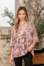 Load image into Gallery viewer, Sew In Love Full Size Aztec Distress Print Half Sleeve Crisscross Top