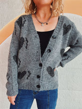 Load image into Gallery viewer, Heart Button Up Long Sleeve Cardigan