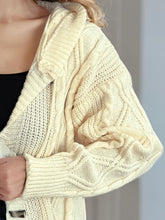 Load image into Gallery viewer, Cable-Knit Long Sleeve Hooded Cardigan