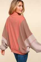 Load image into Gallery viewer, Haptics Zip Up Color Block Bomber Jacket with Side Pockets
