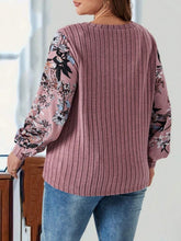 Load image into Gallery viewer, Plus Size Printed V-Neck Long Sleeve T-Shirt