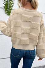 Load image into Gallery viewer, Checkered Round Neck Dropped Shoulder Sweater