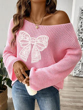 Load image into Gallery viewer, Bow Boat Neck Long Sleeve Sweater