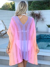 Load image into Gallery viewer, Openwork Contrast V-Neck Cover-Up