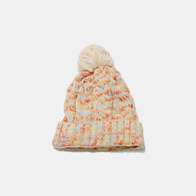 Load image into Gallery viewer, Contrast Cable-Knit Hat with Pompom