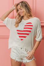 Load image into Gallery viewer, BiBi Striped Heart Contrast Knit Top