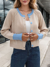 Load image into Gallery viewer, Contrast Button Up Long Sleeve Cardigan