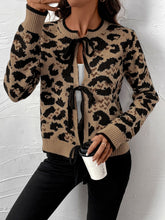 Load image into Gallery viewer, Perfee Tied Leopard Long Sleeve Cardigan