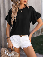 Load image into Gallery viewer, Ruffled Round Neck Short Sleeve Top