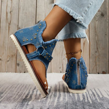 Load image into Gallery viewer, Studded Raw Hem Flat Sandals
