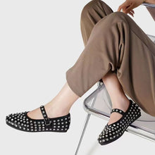 Load image into Gallery viewer, PU Leather Studded Flat Loafers