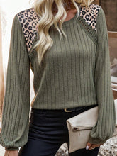 Load image into Gallery viewer, Leopard Round Neck Long Sleeve T-Shirt