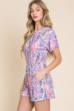 Load image into Gallery viewer, BOMBOM Print Short Sleeve Romper with Pockets