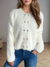 Load image into Gallery viewer, Heart Button Round Neck Cardigan