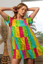 Load image into Gallery viewer, BiBi Leopard Short Sleeve Tiered Dress