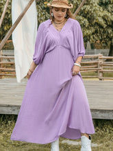 Load image into Gallery viewer, Plus Size Swiss Dot V-Neck Midi Dress