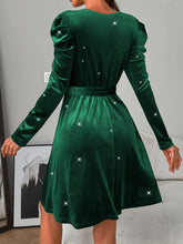 Load image into Gallery viewer, Glitter Round Neck Puff Sleeve Dress