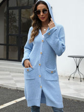 Load image into Gallery viewer, Pocketed Button Up Long Sleeve Hooded Cardigan