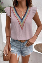 Load image into Gallery viewer, Full Size Ruffled V-Neck Cap Sleeve Blouse