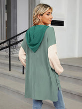 Load image into Gallery viewer, Double Take Contrast Hooded Long Sleeve Top