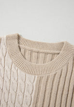 Load image into Gallery viewer, Cable-Knit Color Block Round Neck Sweater