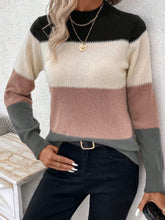 Load image into Gallery viewer, Color Block Mock Neck Long Sleeve Sweater