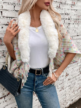 Load image into Gallery viewer, Fringe Fuzzy Open Front Poncho