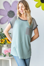 Load image into Gallery viewer, Heimish Full Size Striped Short Sleeve Waffle T-Shirt