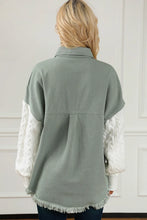 Load image into Gallery viewer, Raw Hem Collared Neck Button Up Long Sleeve Jacket