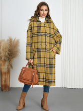 Load image into Gallery viewer, Plaid Double-Breasted Long Sleeve Longline Coat