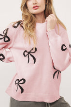 Load image into Gallery viewer, Bow Pattern Round Neck Loose Fit Sweater