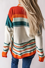 Load image into Gallery viewer, Contrast Striped Turtleneck Dropped Shoulder Sweater