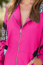 Load image into Gallery viewer, Leopard Zip Up Long Sleeve Hooded Jacket