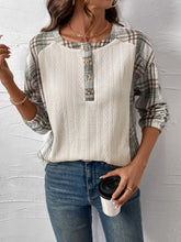 Load image into Gallery viewer, Perfee Plaid Half Button Long Sleeve T-Shirt