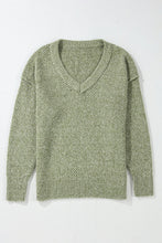 Load image into Gallery viewer, V-Neck Dropped Shoulder Long Sleeve Sweater