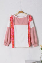 Load image into Gallery viewer, Exposed Seam Leopard Color Block Round Neck Top