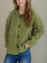 Load image into Gallery viewer, Cable-Knit Long Sleeve Hooded Cardigan