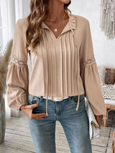Load image into Gallery viewer, Perfee Frill Tie Neck Long Sleeve Blouse