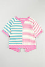 Load image into Gallery viewer, Contrast Stripes Round Neck Half Sleeve T-Shirt