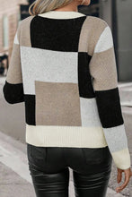Load image into Gallery viewer, Color Block Round Neck Long Sleeve Sweater