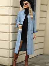 Load image into Gallery viewer, Pocketed Button Down Collared Neck Denim Jacket